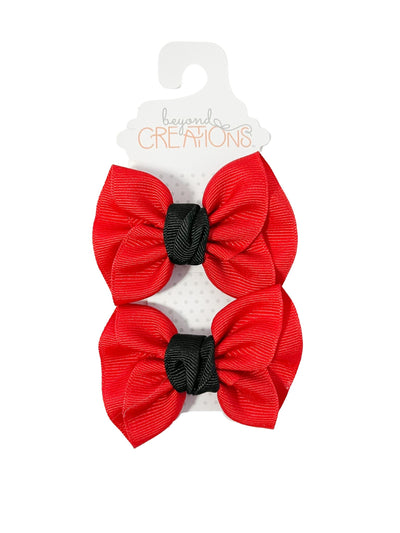 Two Pack Red & Black Grosgrain Bows