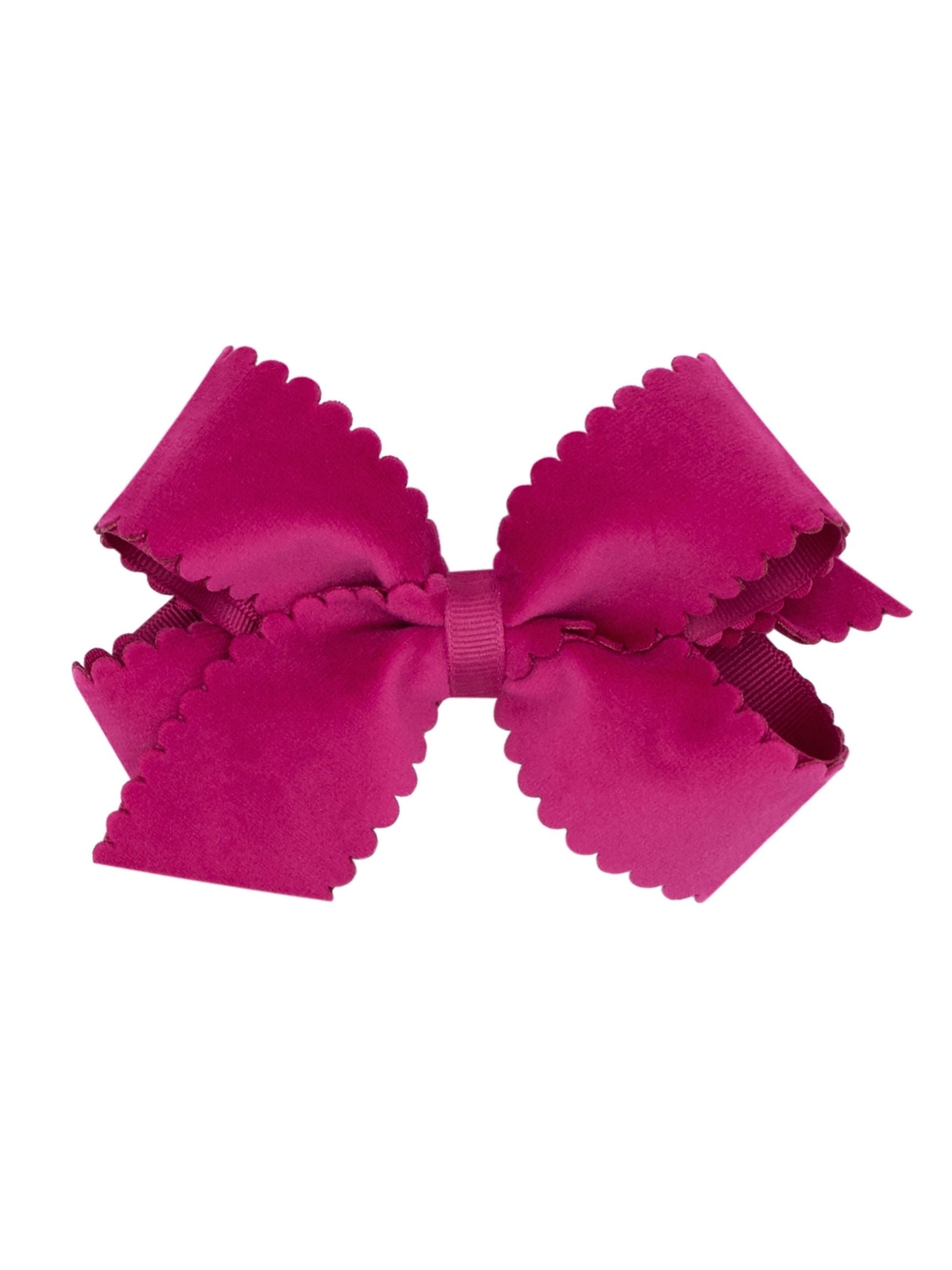 Scalloped Edge Faux Velvet Bow