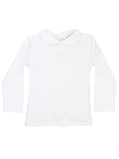 White Knit-Unisex L/S Button Back Piped Shirt