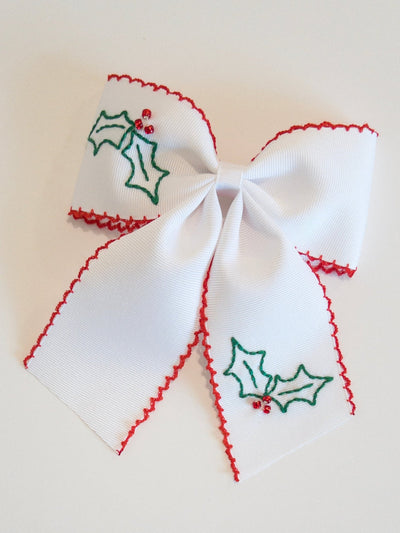 Beaded Holly Bow - Posh Tots Children's Boutique