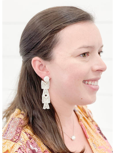 MAMA Seed Bead Earrings with Rhinestones
