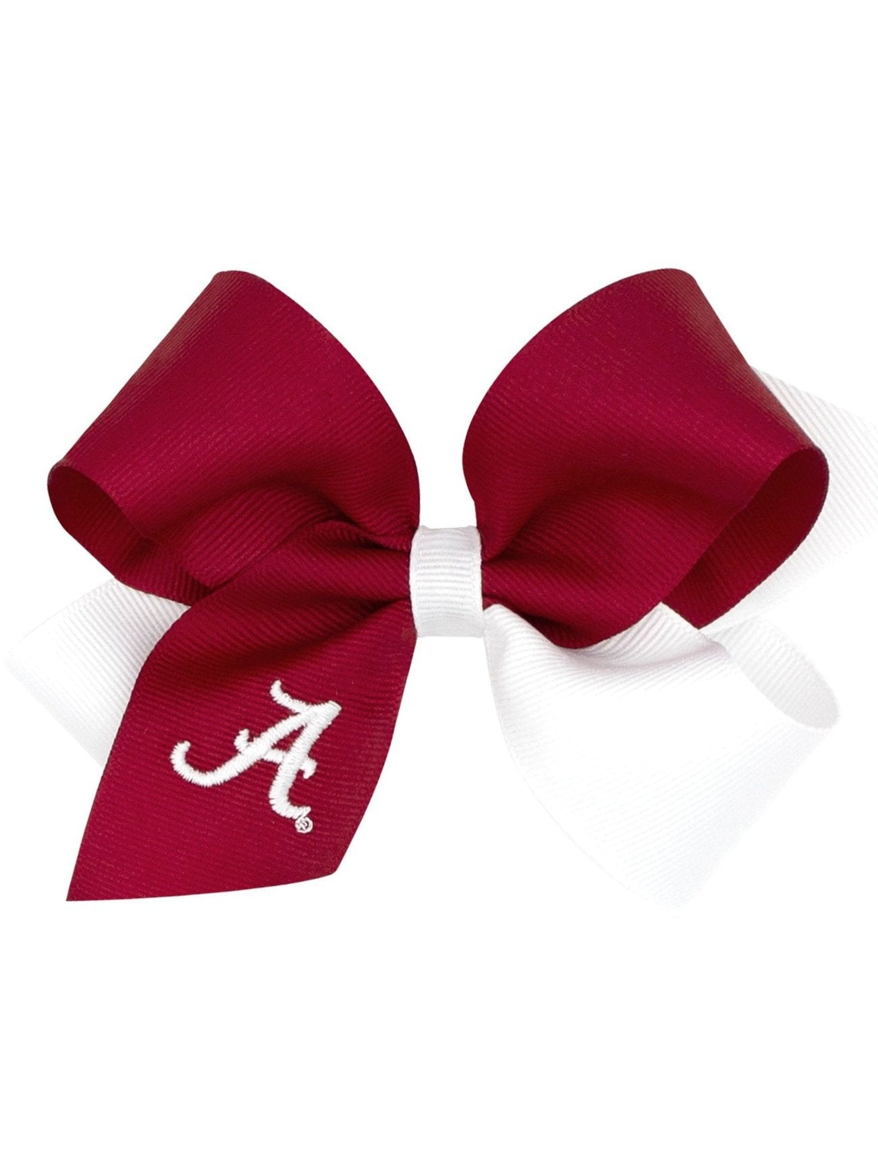 Two-tone Collegiate Embroidered Grosgrain Hair Bow