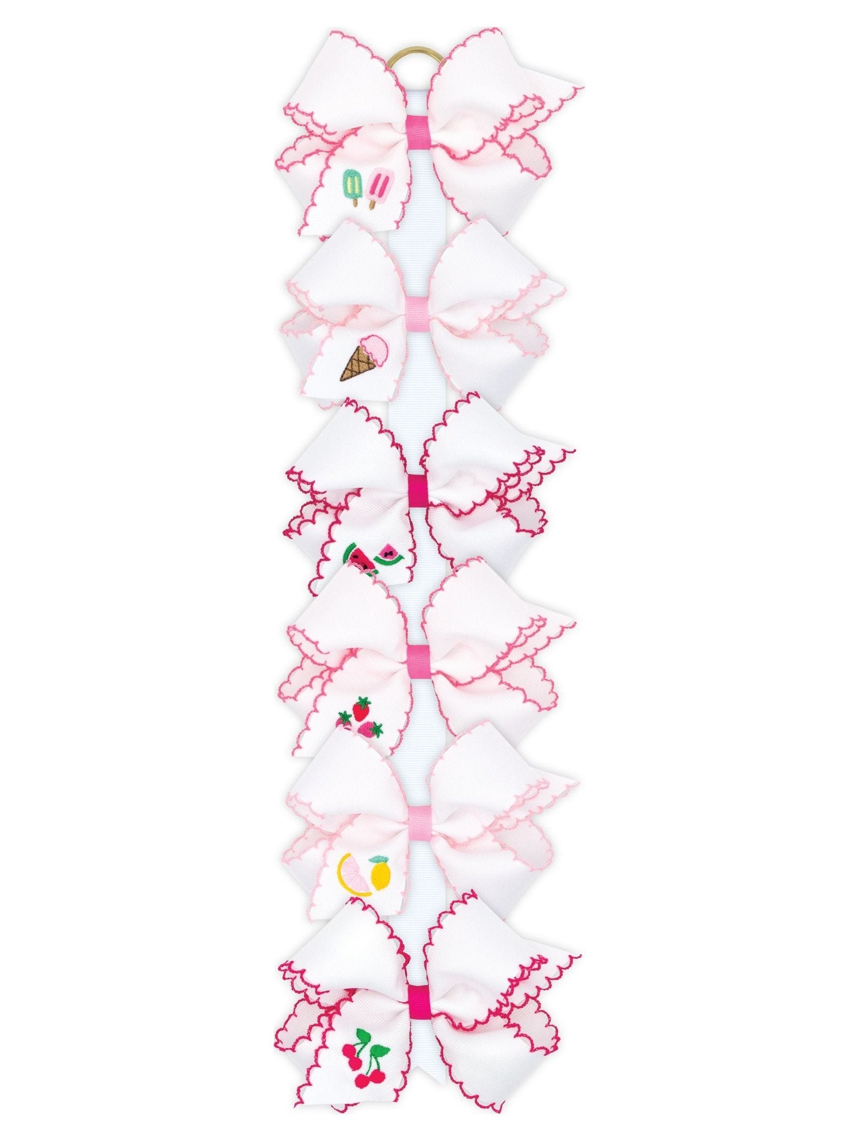 Moonstitch Embroidered Grosgrain Bow - Asst'd Designs