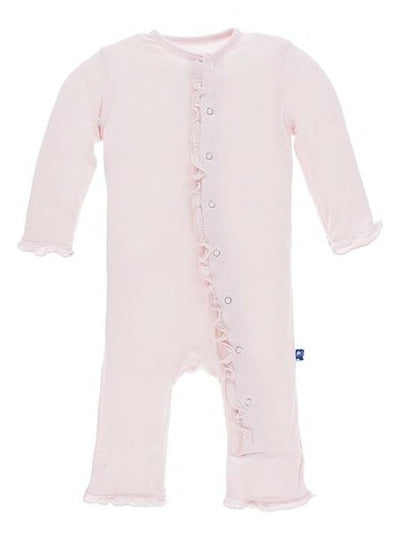 Solid Classic Ruffle Coverall with Snaps
