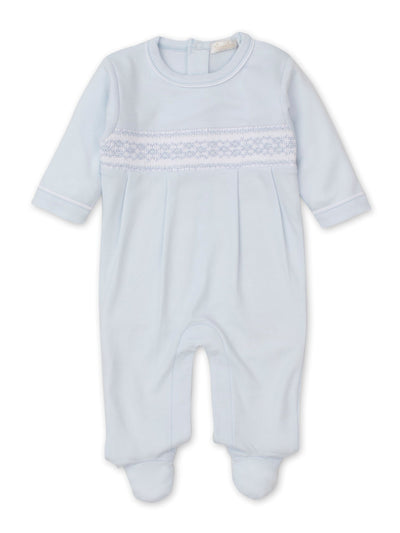 CLB Hand Smocked Blue Footie
