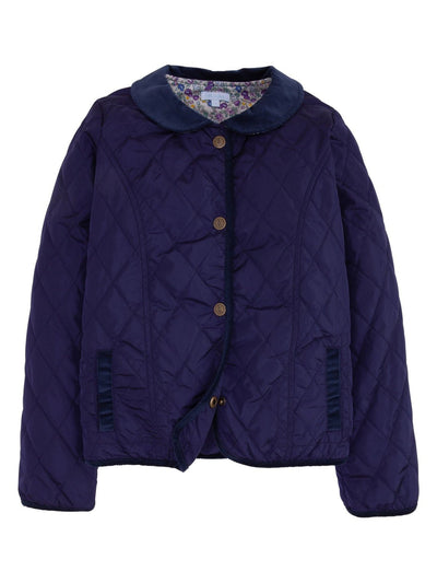 Girl's Classic Quilted Jacket - Navy