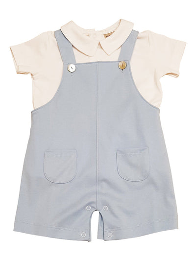 Noah Blue Pima Overall With White Shirt